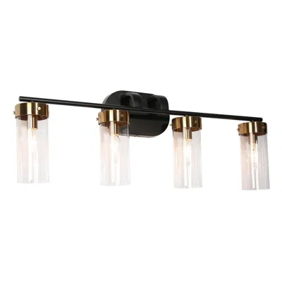 L.n.c. Jujueo 29"w Matte Black And Plating Brass 4-light Bath Light