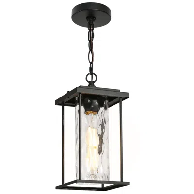 L.n.c. Jushoa 14.2" High Black Glass Outdoor Hanging Light