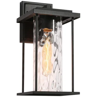 L.n.c. Jushoa 8.3" High Black Glass Outdoor Wall Light