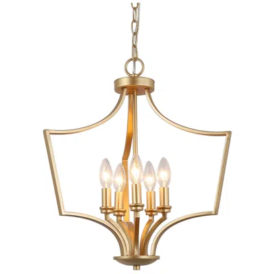 L.n.c. Kendall 19" Wide Gold 5-light Chandelier