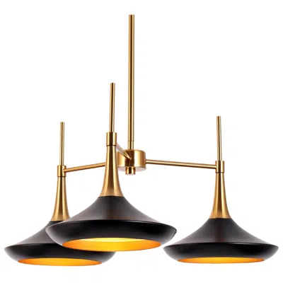 L.n.c. Lnc Lacos 25" Modern Matte Black And Plating Brass 3-light Chandelier