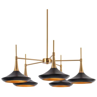 L.n.c. Lnc Lacos 33" 5-light Black And Brass Mid-century Modern Chandelier
