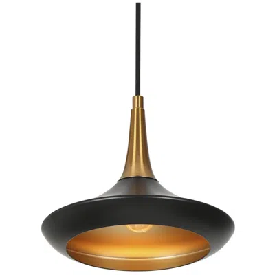 L.n.c. Lacos 9" Wide Matte Black Polished Gold Mini Pendant