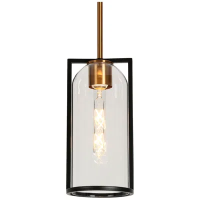 L.n.c. Lakierowane 6" Wide Black And Brass Mini Pendant