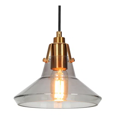 L.n.c. Lnc Lighting 8 3/4" Wide Brass And Smoke Gray Glass Pendant