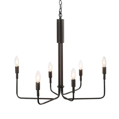 L.n.c. Lnc Lighting Arlin 25" Wide Polished Black 6-light Candle Chandelier