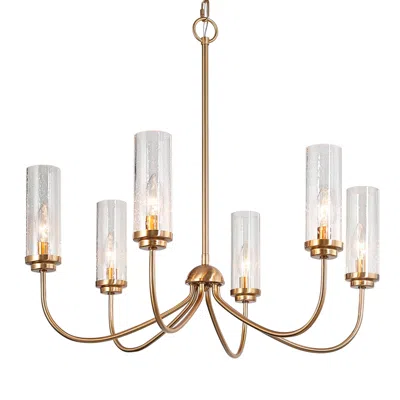 L.n.c. Lnc Lighting Charme 25" Gold And Glass 6-light Candelabra Chandelier