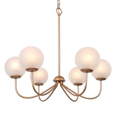 L.n.c. Lnc Lighting Gollin 27" Gold And White Glass Globes 6-light Chandelier