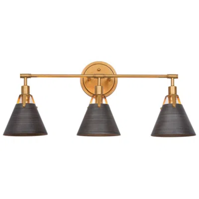 L.n.c. Lnc Lighting Ives 25 1/2"w 3-light Gold And Silver Bath Light Made To Order In Gray