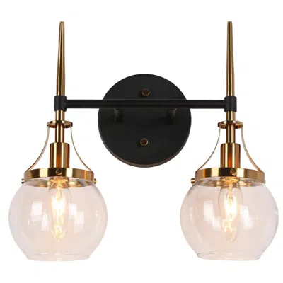 L.n.c. Lns Capensis 12 1/2" High Black And Brass 2-light Wall Sconce