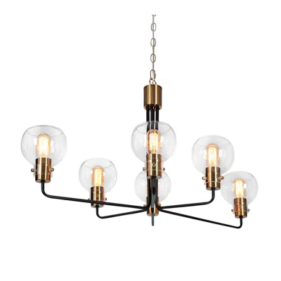 L.n.c. Luffa 35"w Plating Brass And Matte Black 6-light Chandelier