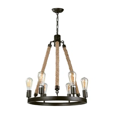 L.n.c. Lurav 20.5" Wide Bronze 6-light Wagon Wheel Chandelier