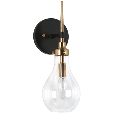 L.n.c. Luxitemin 14 1/2"h Matte Black And Plating Brass Wall Sconce