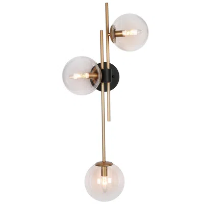 L.n.c. Lyner 30" Wide Black And Champagne Gold 3-light Bath Light