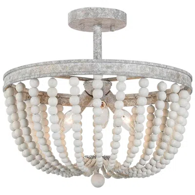 L.n.c. Manyougone 16" Wide Rustic Slate Gray 3-light Ceiling Light