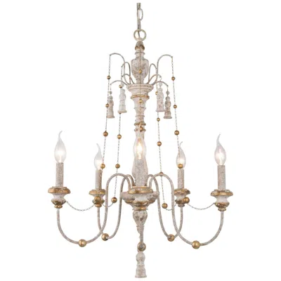 L.n.c. Marley 21 1/2" Wide Distressed Gray-white 5-light Chandelier