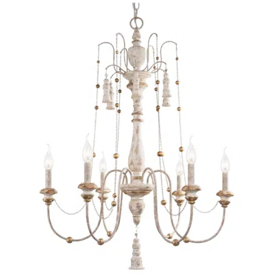 L.n.c. Marley 29" Wide Distressed Gray-white 6-light Chandelier