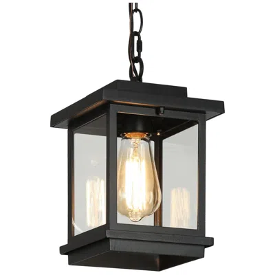 L.n.c. Melansa 10.6" High Black Glass Outdoor Hanging Light