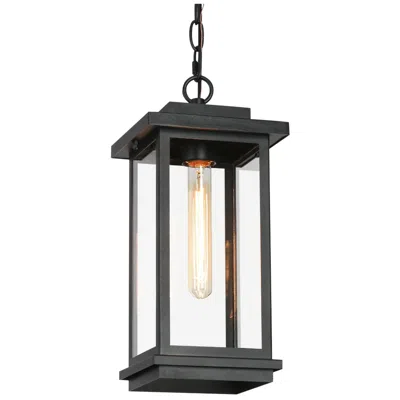 L.n.c. Melansa 15.4" High Black Glass Outdoor Hanging Light