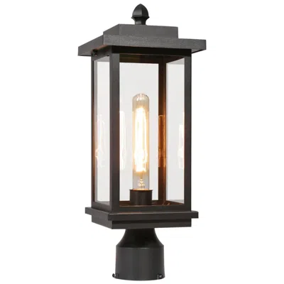 L.n.c. Melanthius 15 3/4" High Textured Black Outdoor Post Light