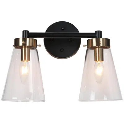 L.n.c. Modern 2-light Black And Gold Bath Light