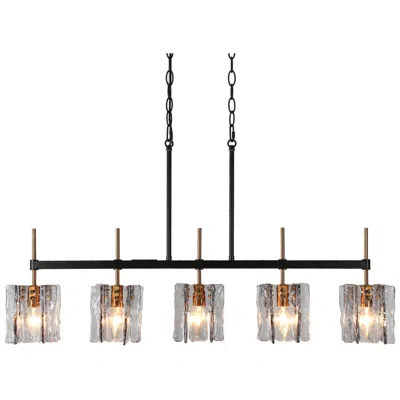 L.n.c. Lnc Nalyri 35 1/2" Wide Brass Black 5-light Island Linear Pendant
