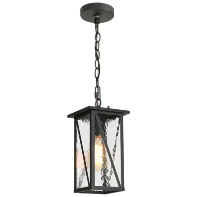 L.n.c. Nevio 12.6" High Black Glass Outdoor Hanging Light