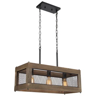 L.n.c. Obilla 23.6" Wide Wood Linear 3-light Island Chandelier