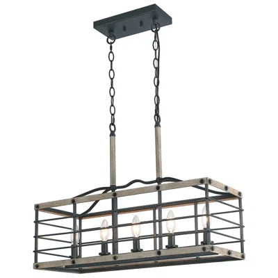 L.n.c. Obilla 26" Wide Aged Gray 5-light Linear Chandelier