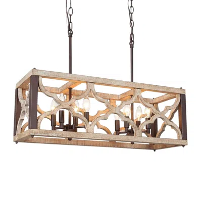 L.n.c. Obilla 27 1/2" Wide Weathered Wood 8-light Island Chandelier