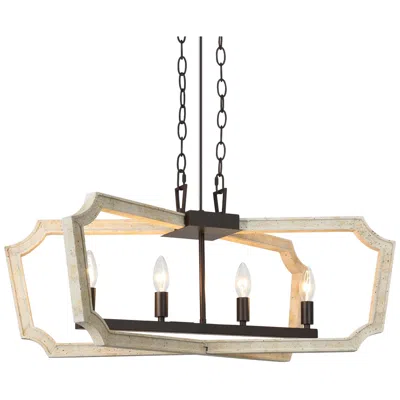L.n.c. Obilla 27.6" Wide Weathered Wood 4-light Linear Chandelier