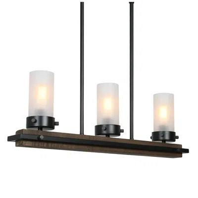 L.n.c. Obilla 3-light 28.3" Wide Island Chandelier Lights With Glass Shade