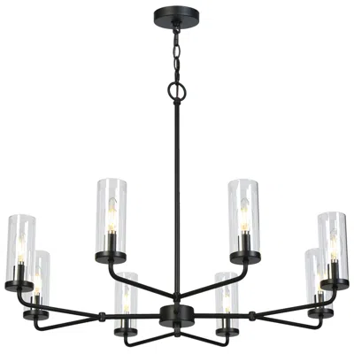 L.n.c. Oriame 31.5" Wide Black 8-light Wheel Chandelier