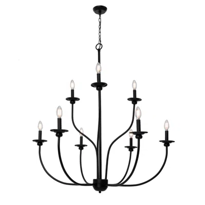 L.n.c. Oriame 39.4" Wide Black 9-light Candle Chandelier
