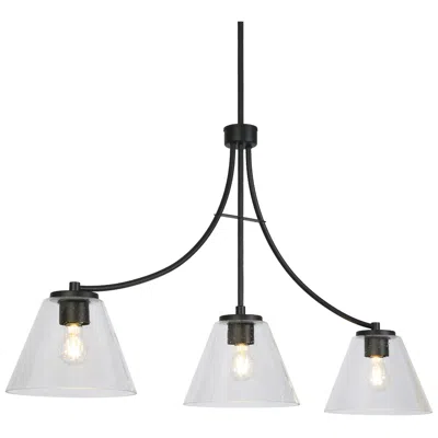 L.n.c. Oriame 42.1" Wide Black 3-light Cone Glass Island Chandelier