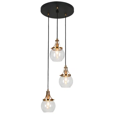 L.n.c. Oris 12 1/2" Wide Black Metal 3-light Pendant