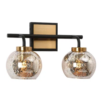 L.n.c. Rafflesia 9 1/2"h Matte Black And Brass 2-light Wall Sconce