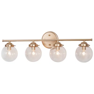 L.n.c. Rerio 4-light 26.5" Wide Gold Bath Light With Seeded Glass Shade