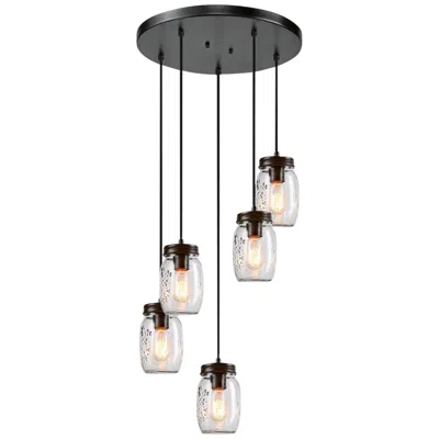L.n.c. Salvish 15" Wide Bronze 5-light Chandelier