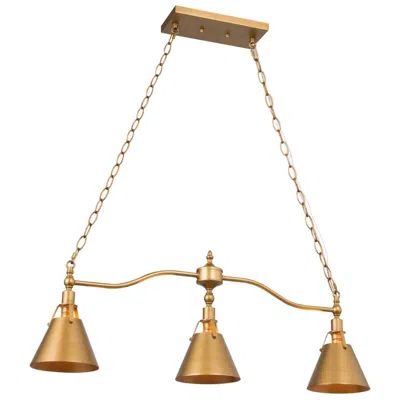 L.n.c. Sano 31 1/2"w Vintage Brushed Gold 3-light Island Chandelier