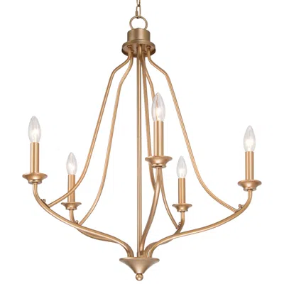L.n.c. Lnc Sarla 24" Wide 5-light Iron Gold Candelabra Chandelier