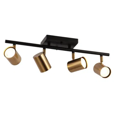 L.n.c. Lnc Serrulata 20" 4-light Black And Brass Track Ceiling Light Fixture
