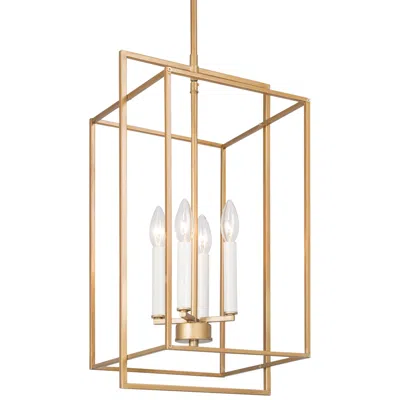 L.n.c. Sinfi 10 1/4" Wide Brushed Gold Iron 4-light Foyer Chandelier