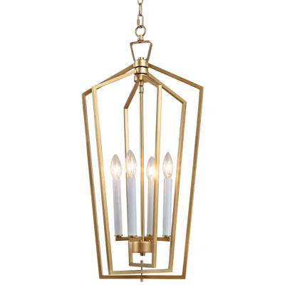 L.n.c. Sinfi 14" Wide Gold Metal 4-light Open Cage Chandelier