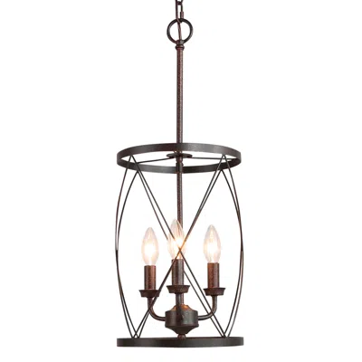 L.n.c. Sprin 9" Wide 3-light Open Candelabra Rustic Iron Mini Pendant