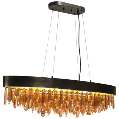 L.n.c. Sutella 10-light Crystal Island Chandelier In Brown