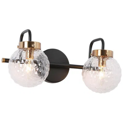 L.n.c. Texa 2-light 15" Wide Black And Gold Bath Light