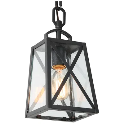 L.n.c. Theoa 11" High Black Glass Outdoor Hanging Light