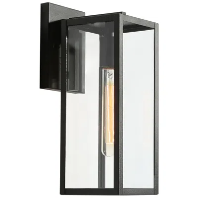 L.n.c. Lnc Theoa 14 1/4" High Black And Glass Rectangular Outdoor Light