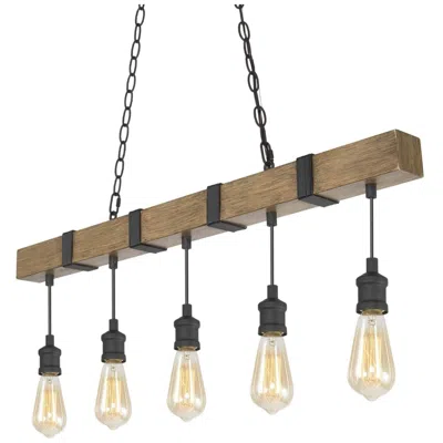 L.n.c. Tolon 35 1/2"w Wood Grain Bronze 5-light Island Chandelier